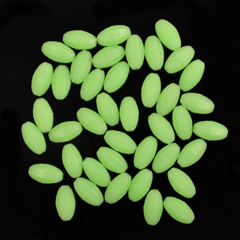 OROOTL Glow Beads Fishing Saltwater, 100pcs Hard Plastic Luminous Fishing Beads Green White Fish Beads Assortment Oval Egg Bead Lures Sea Fishing Tool - Image 2